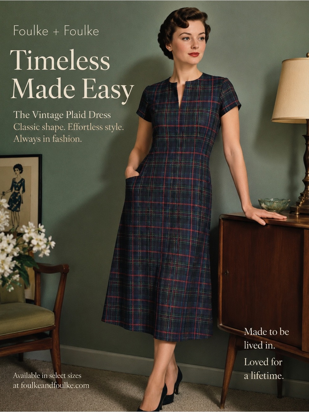 Foulke + Foulke Vintage Plaid Dress